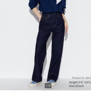 UNIQLO Wide Straight Jeans dark wash denim
